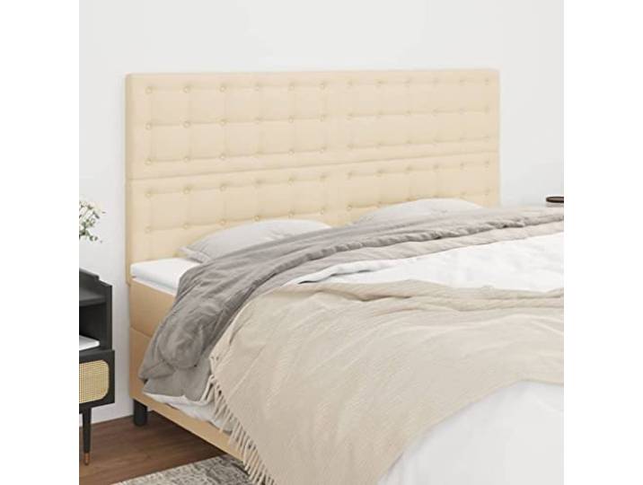KTHLBRH 4-teiliges Kopfteil aus cremefarbenem Stoff 160 x 5 x 118/128 cm mit verstellbarer Höhe zur Unterstützung des Rückens und klassischem Design, elegantes Material, robustes Material und stabile