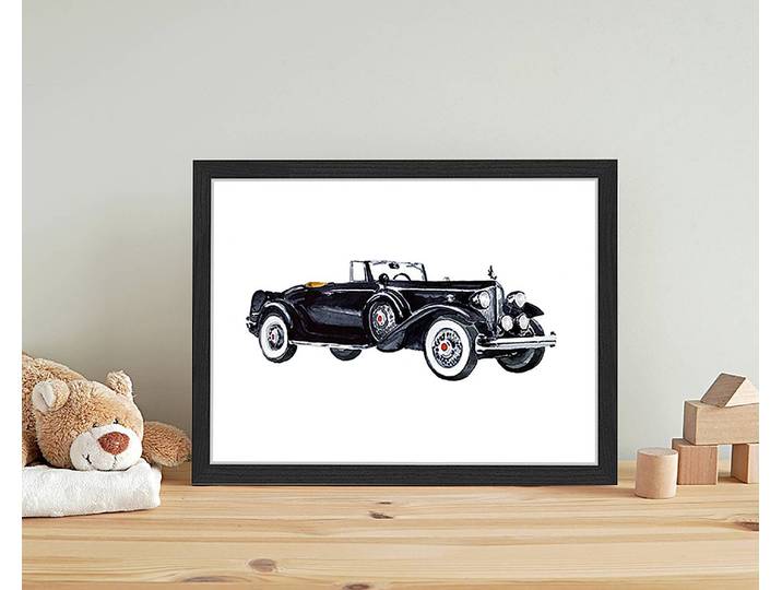 Bild Watercolor Retro Car 33 x 43cm Multicolor