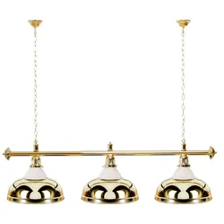 Billard Lampe 3 Schirme gold mit Glas / goldfarbene Halterung