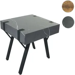 Beistelltisch HWC-L54, Kaffeetisch Nachttisch Loungetisch Couchtisch, Eisen MDF 50x55x50cm ~ Marmor-Optik grau