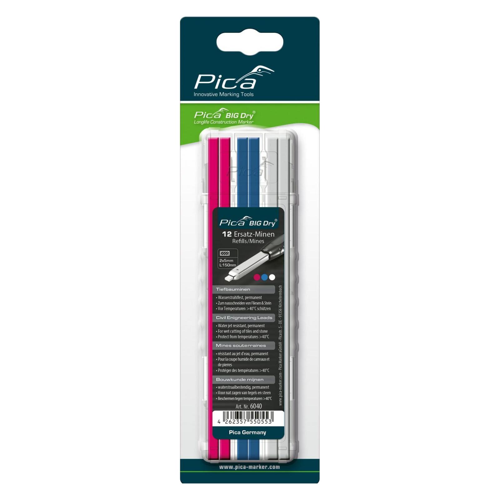 Pica BIG DRY Ersatzminen-Set Tiefbau sortiert - SB (12 Stk., 5 mm) (6040/SB)