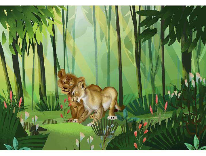 Komar - Papier Peint Intissé Le Roi Lion Disney Simba Et Nala 400 Cm X 280 Cm