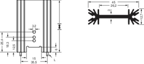 Fischer Elektronik 10019868 SK 409 38,S Strangkühlkörper 7 K/W (L x B x H) 45 x 38.1 x 12.7mm TO-220, TO-218, TO-3P
