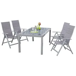 Gartengarnitur 5-tlg. Taviano Metall/Textil/Glas