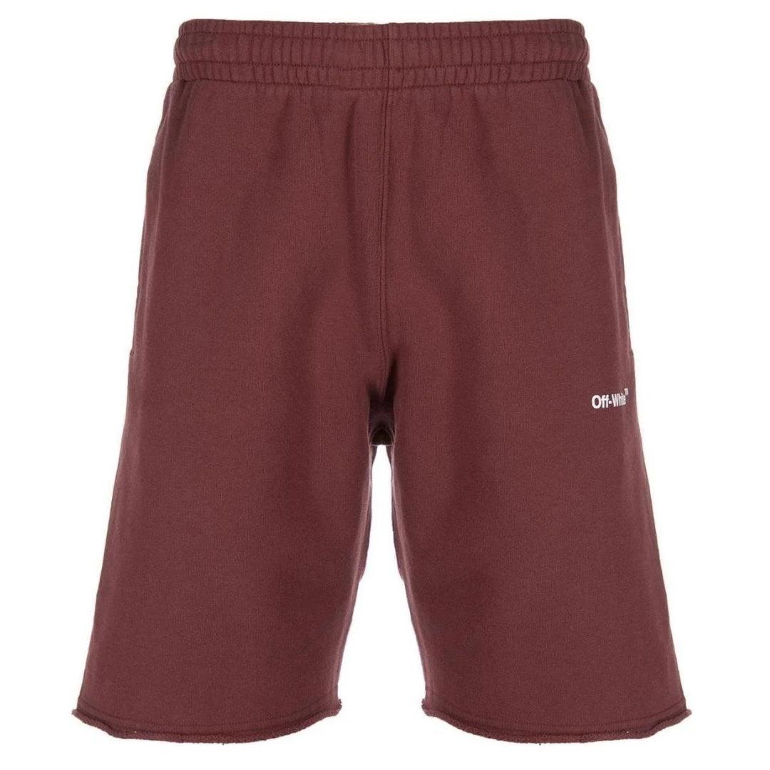 Off-White Diag Helvetica Burgunderrote Sweatshorts