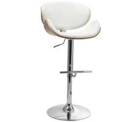 Design-Barhocker Weiß und helles Holz WALNUT