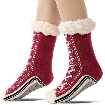 LightInthebox Ultra-Thick Cashmere Slipper Home Socks for Women, Non-Slip Fuzzy Home Socks with Grips, Warm Cozy Christmas Slipper Socks, Soft Inherentinct Winter Socks