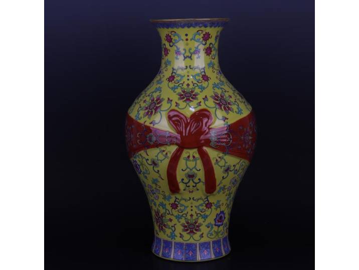 Qing Qianlong – Vase de Table, grand nœud chinois sculpté, motif emmêlé, bouteille en queue de poisson, décoration de la maison, porcelaine Antique