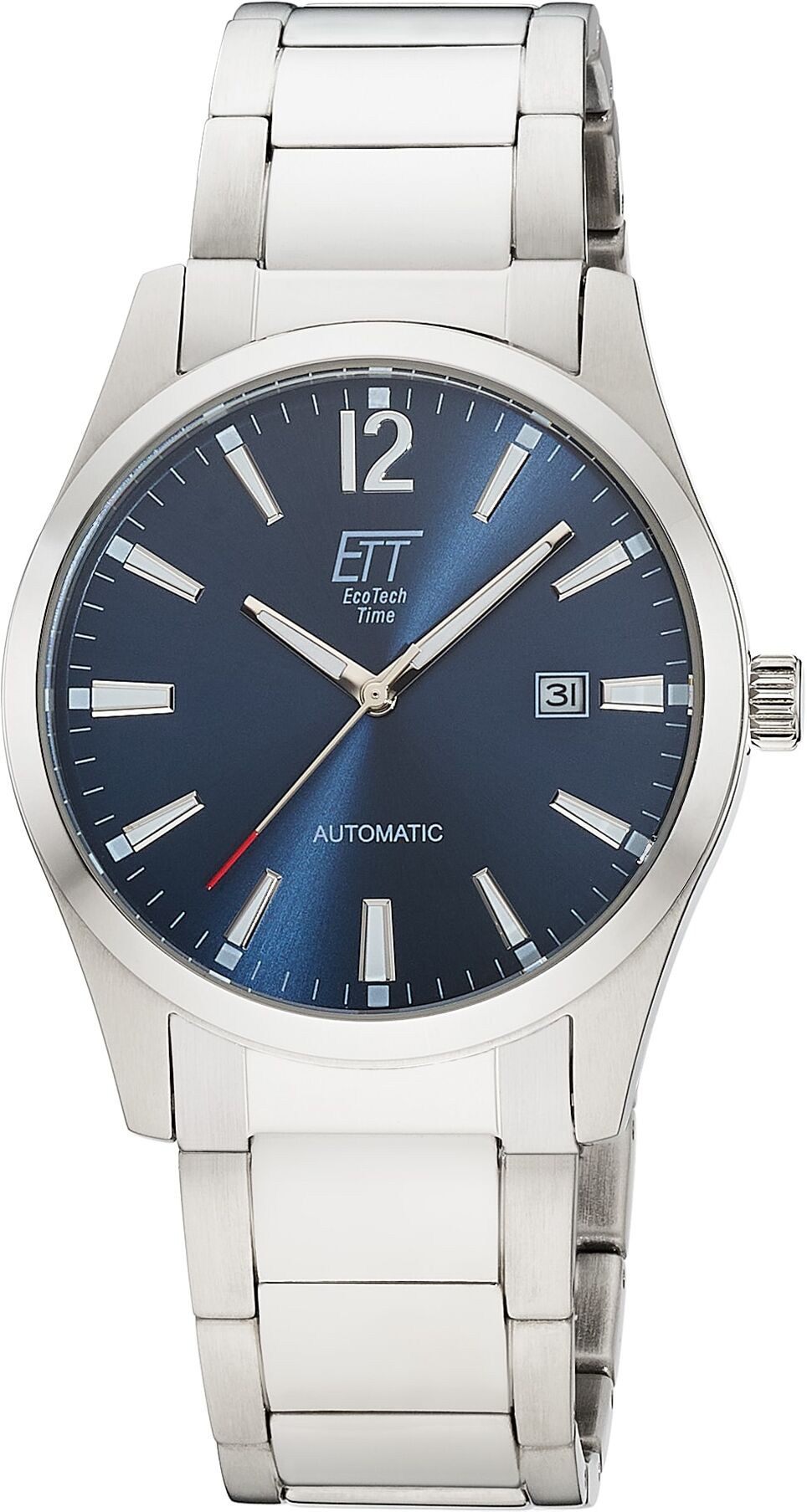 Automatikuhr ETT "Motion Drive", blau (silberfarben, blau, blau), Armbanduhren, Herren, silberfarben, Automatikuhr, Armbanduhr, Herrenuhr, Mechanische Uhr, Edelstahlarmband, analog, Tag