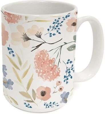 Highland Home Floral Meadow 15 oz. Ceramic Mug Manufactured in the USA Dishwasher Safe Microwave Safe