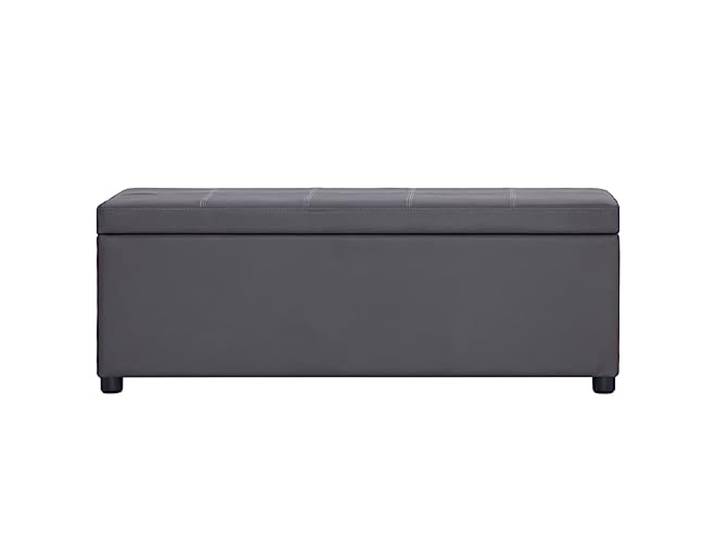 HKLGBVCR Aufbewahrungsbank, 116 cm, Grau, Kunstleder, mit Fach Bequemer Sitz, versteckte Aufbewahrung, weicher Bezug, modernes Design, für Wohnzimmer oder Eingangsbereich