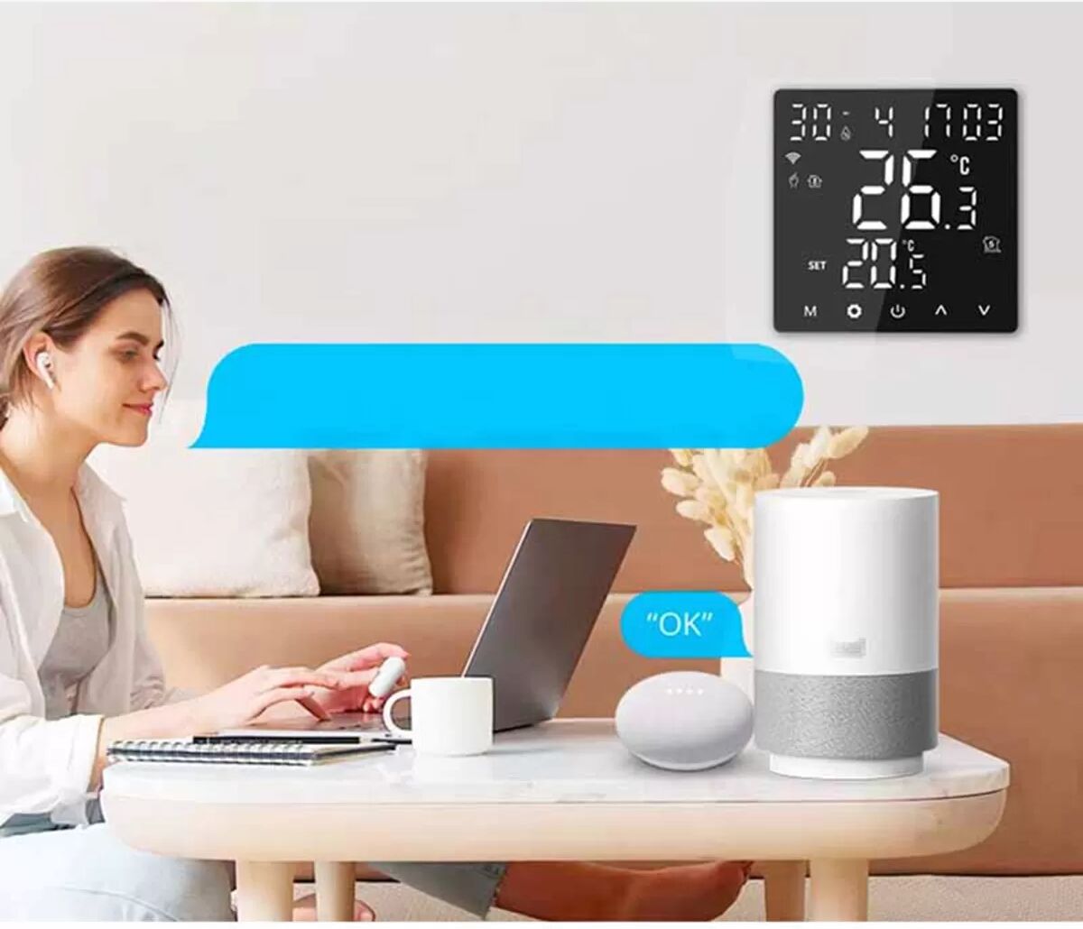 INF Smart Thermostat-8935: WLAN-Heizkörperthermostat mit App-Sprachsteuerung für die Heizungsanlage Schwarz