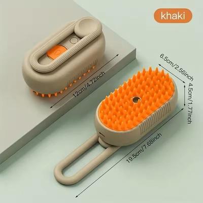 Inspire Select Pet Spray & Massage Brush Folding Rotatable Hair Bath Brush For Cats & Dogs (Steam Spray, Hair Removal & Bath Grooming khaki