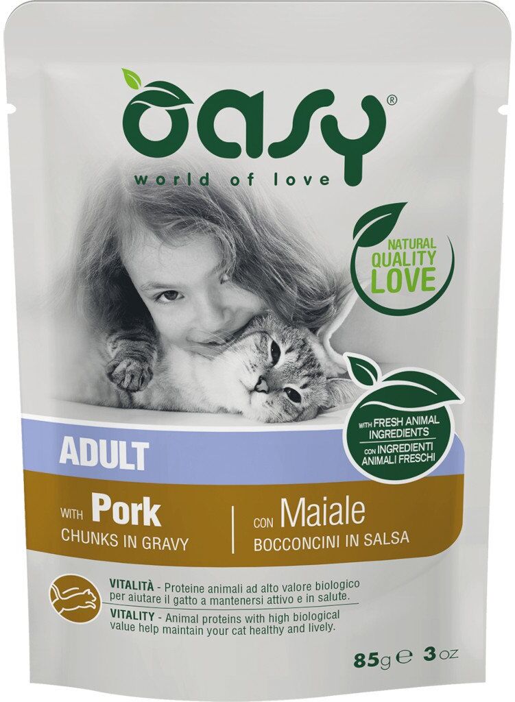 Oasy Umido Gatto Bocconcini Adulto Maiale 85 g