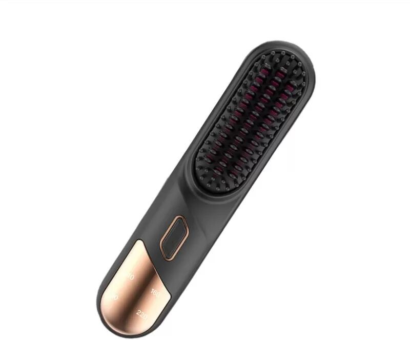 INF Kabellose Haarglättungsbürste mit Ionenpflege, tragbarer Mini-Hairstyler Schwarz