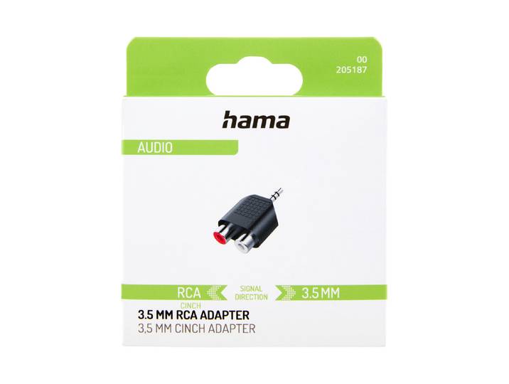 Hama Audio Kurzadapter 3,5 mm Klinke Stecker auf 2x Cinch Kupplung