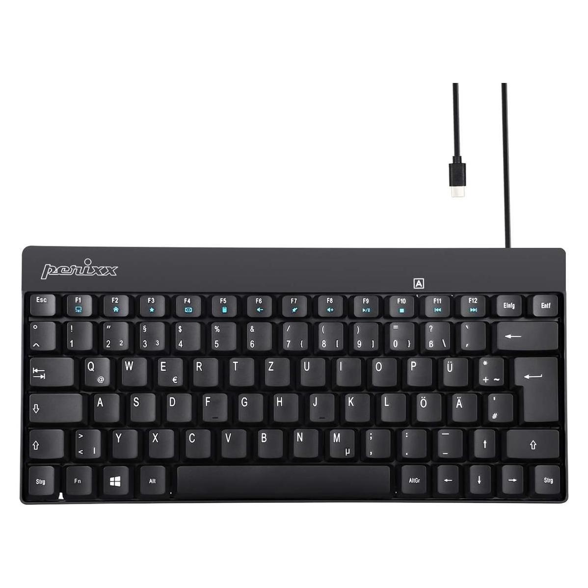 Perixx USB-Tastatur Deutsch, QWERTZ Schwarz USB-Anschluss (DE, Kabelgebunden) (PERIBOARD-422 DE)
