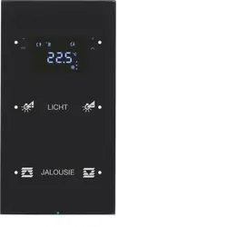 Berker 75642155 Touchsensor 2fach mit Temperaturregler R.3 Glas konfiguriert, schwarz