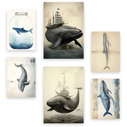 POSTER Set Mit 6 Wale A3 & A4 Rahmenlos