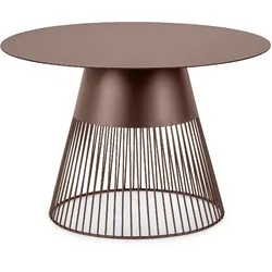 Couchtisch Godric aus Metall, modernes Design, rund, Ø 60 cm, braun, pulverbeschichtet