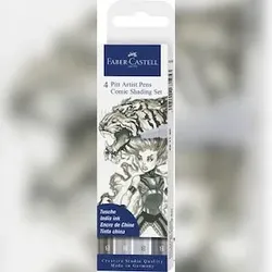 FABER-CASTELL Faber Castell Tuschestift Pitt Artist Pen 4er Comic grau