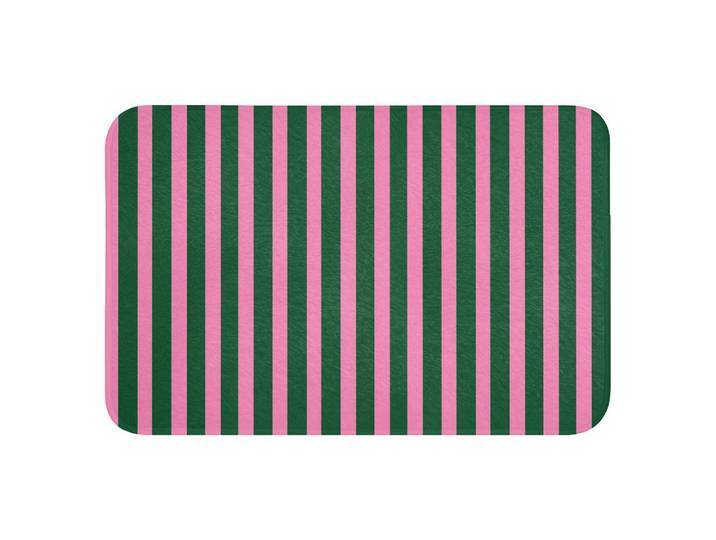 BADEMATTE Vertikale Streifen - Grün - Rosa Rutschfest 60x40 cm