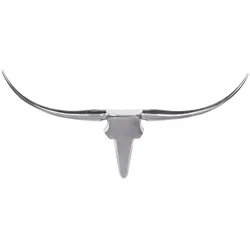 WANDDEKO Bull Geweih aus Aluminium 100 cm Breite, Silber 100x6x40 cm