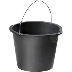 Baueimer 12 Liter schwarz, mit Tülle