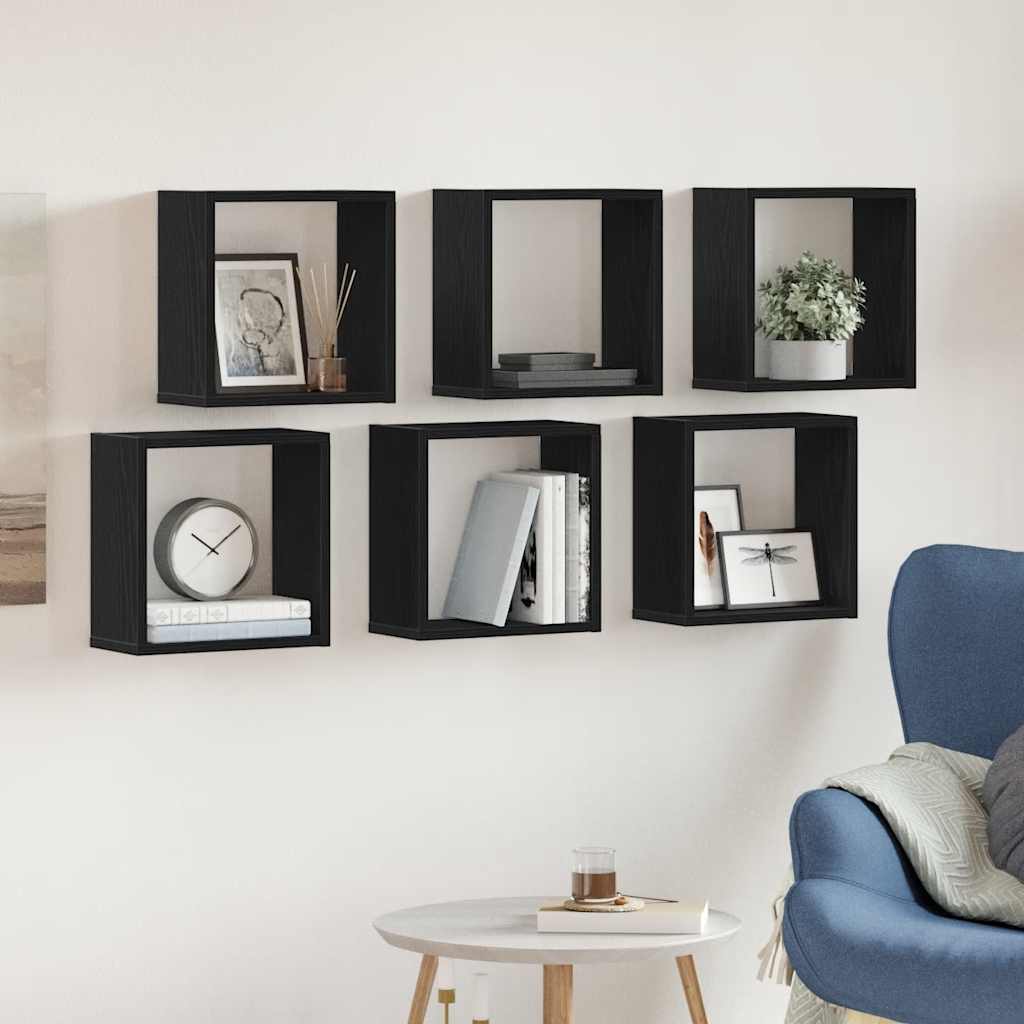 vidaXL Étagères murales cubiques 6 pcs chêne noir 30x15x30 cm