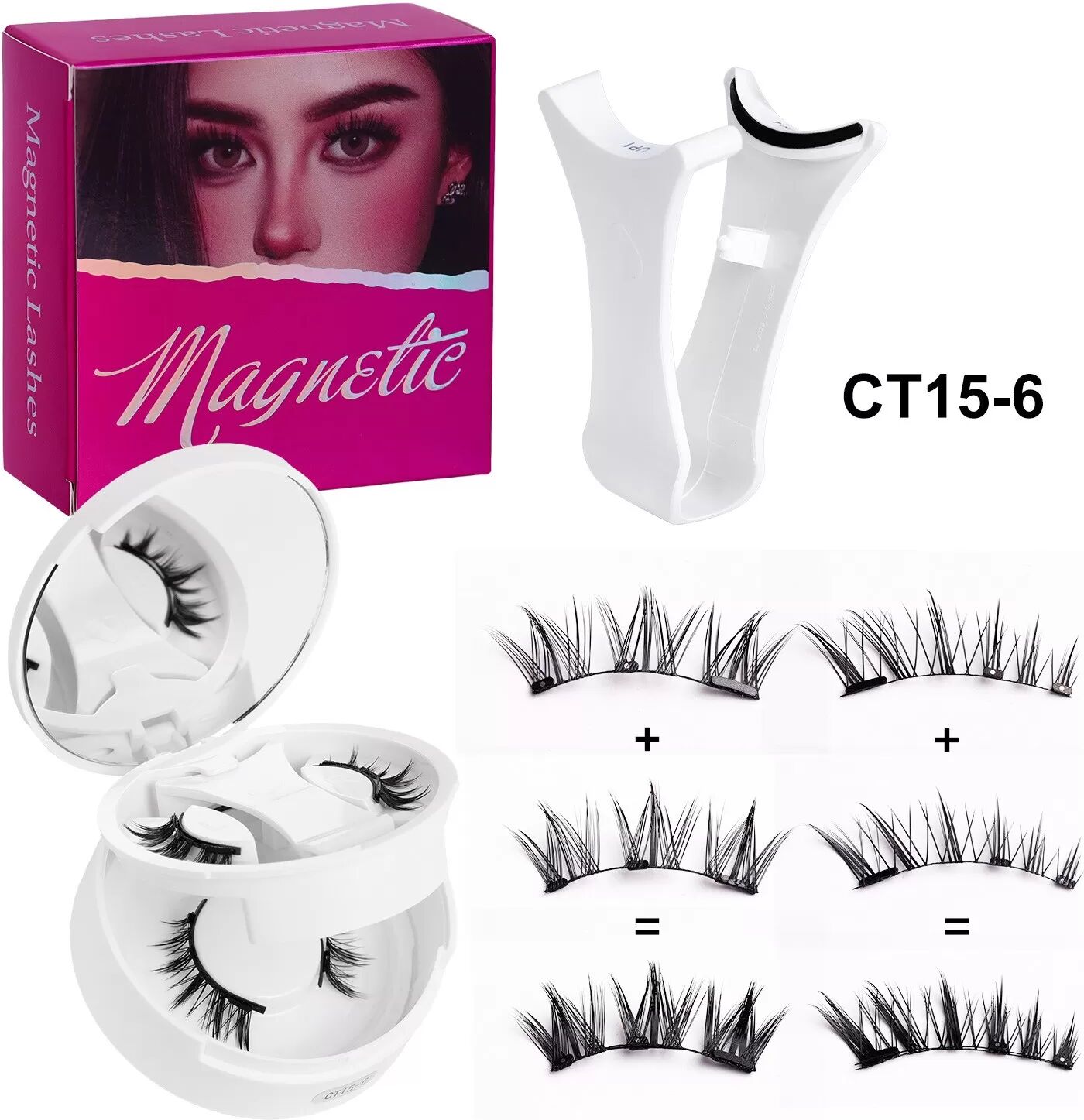 INF Magnetische Wimpern 2 Paare - Kein Kleber nötig, wiederverwendbare falsche Wimpern für einfache Anwendung