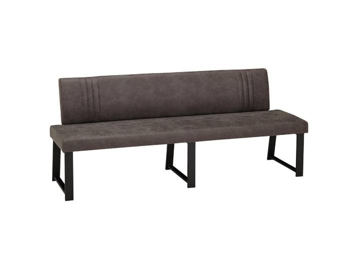 Venda Sitzbank, Schwarz, Dunkelgrau, Metall, Uni, 2-Sitzer, 200x86x60 cm, Fußauswahl, Lederauswahl, Stoffauswahl, Typenauswahl, in verschiedenen Holzarten erhältlich, Holz-Dekoren mit Rückenlehne, Esszimmer, Bänke, Sitzbänke