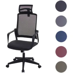 Bürostuhl HWC-J52, Drehstuhl Schreibtischstuhl, ergonomisch Kopfstütze, Kunstleder ~ schwarz