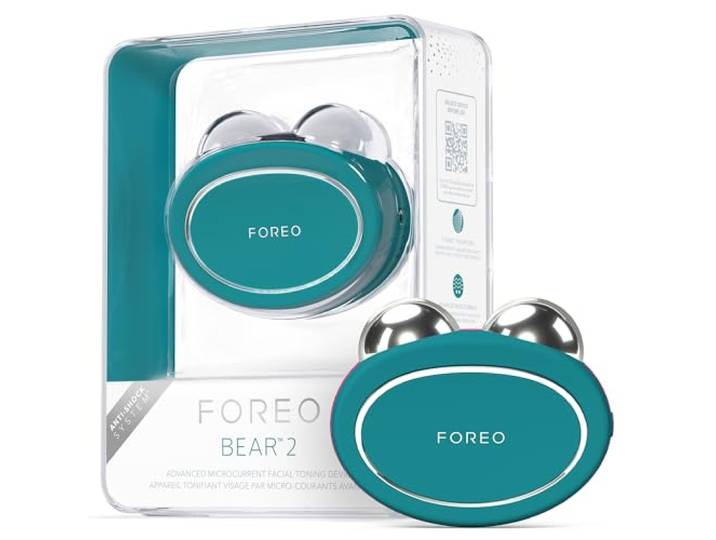 FOREO BEAR 2 Gesichtsmassagegerät mit Mikrostrom für Face Lifting & Toning - Anti Aging Gerät - Strafft & Festigt - Nicht-invasives Tool - Evergreen