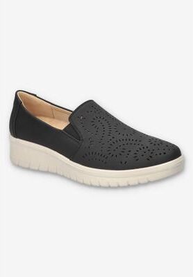 Wide Width Women's Ying Comfort Flat by Easy Street in Black (Size 8 W)