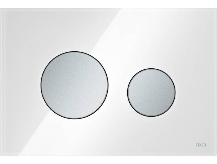 Tece Loop bedieningsplaat voor duospoeltechniek glas wit toetsen mat chroom