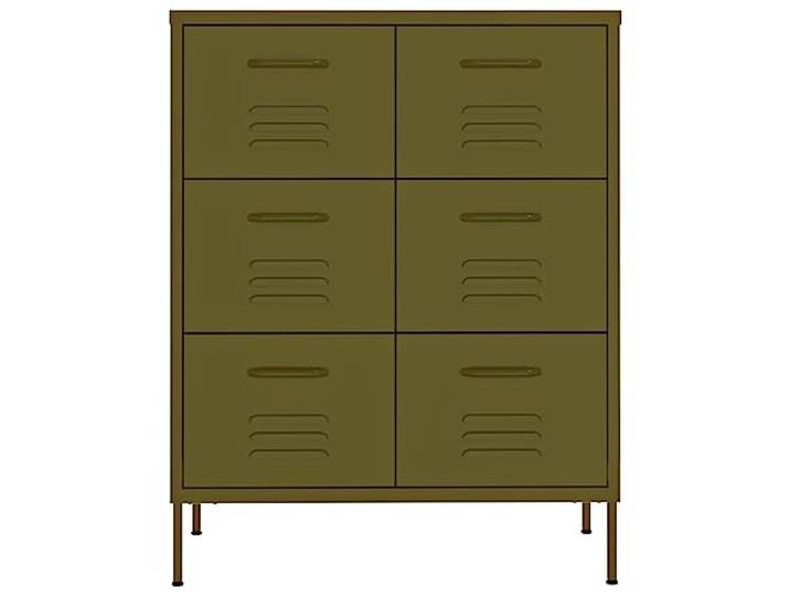 KTHLBRH Kommode Olivgrün 80 x 35 x 101,5 cm aus Stahl 6 Schubladen, Kugelführungen, Belastung 120 kg, Kippschutz, leicht zu reinigen