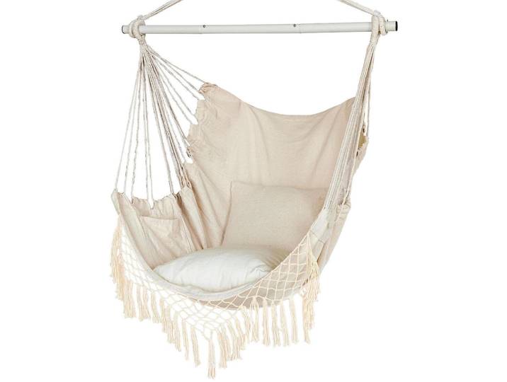 Hängesessel für Indoor & Outdoor mit 2 Kissen, bis 150 kg, Beige