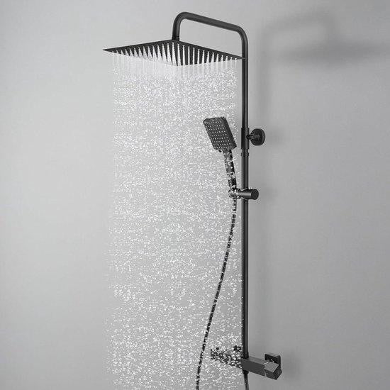 Auralum Douche Systeem met Thermostaat en Kinderbeveiliging, Zwart, 30 cm Regendouche