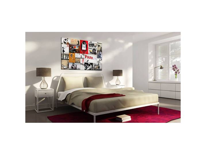 Tableau déco Collage Banksy Bois manufacturé / Tissu Multicolore 120 x 80cm