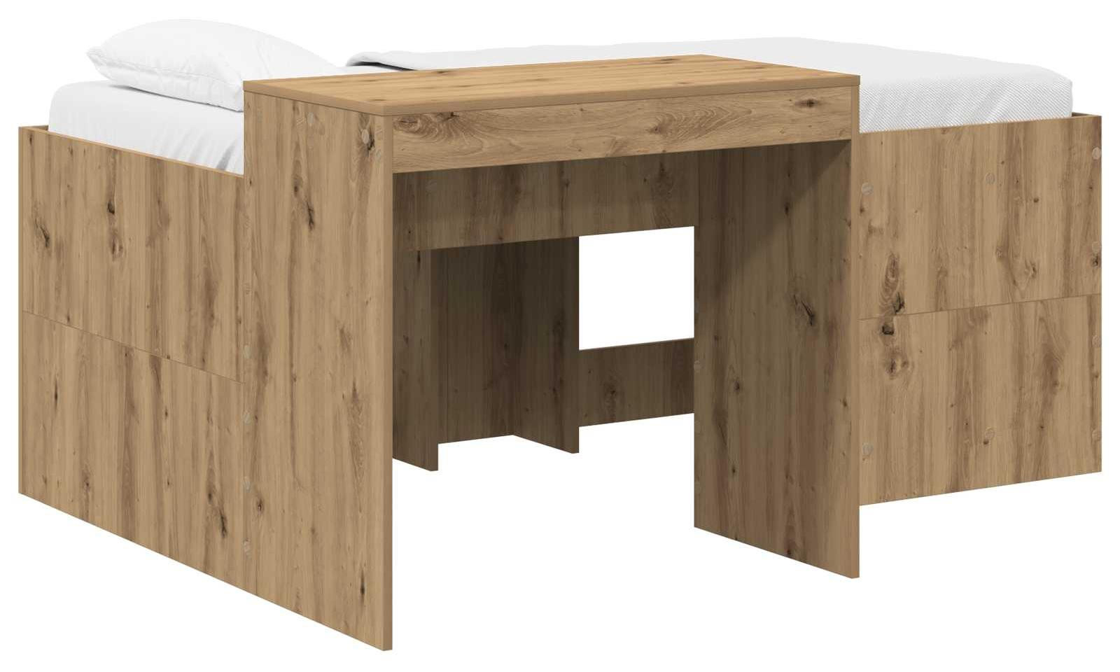 vidaXL Kinderbed met bureau, Artisan-eik, verhoogd eenpersoonsbed