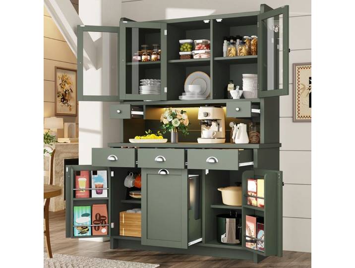 Buffet haute de cuisine 140×40×175 cm avec éclairage LED couleurs d'éclairage variables blanc