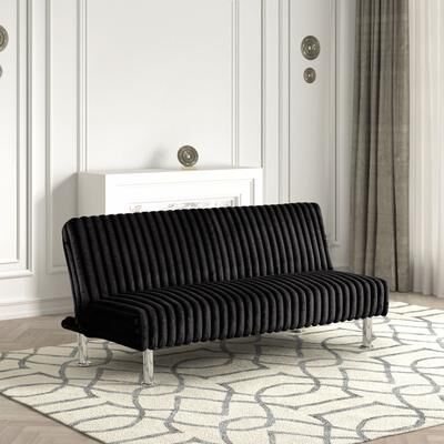 Furniture of America Draper I Modern Chenille Channel Tufted Fabric Futon Sofa Bed