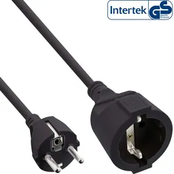 InLine Schutzkontakt-Verlängerungskabel, CEE 7/7, H05VV-F3G1,5, schwarz, 2m