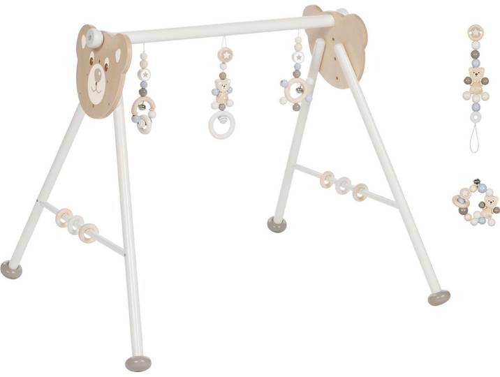 goki Greifspielzeug goki baby Bären-Set: Spieltrainer + Greifling + Schnullerkette (3-tlg., besteht aus: Baby-Spieltrainer, Greifling, Schnullerkette), Made in Germany