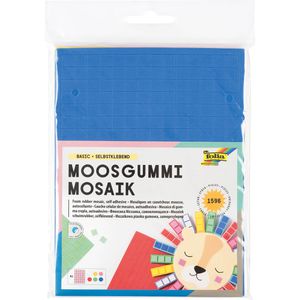 Folia Moosgummi 2364 Mosaik Basic, 15 x 20 cm, 6 Farben sortiert, 2 mm Stärke, selbstklebend, 6 Blatt