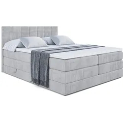 BOXSPRINGBETT MOETI KING - 140x200 - H3/H4 - Hellgrau