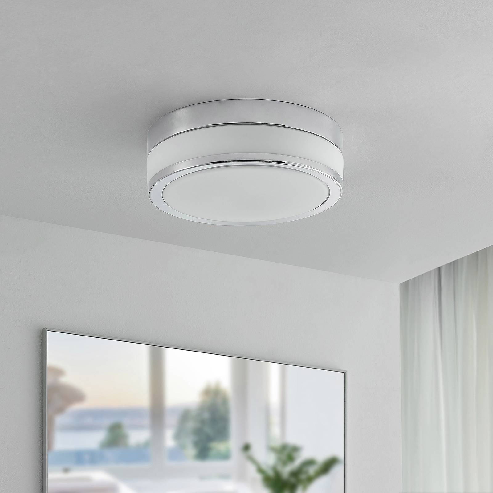 Ceiling Light Flavi Lindby, dimmable, Chrome / silver, Bathroom, Glass, Modern, Ceiling Light