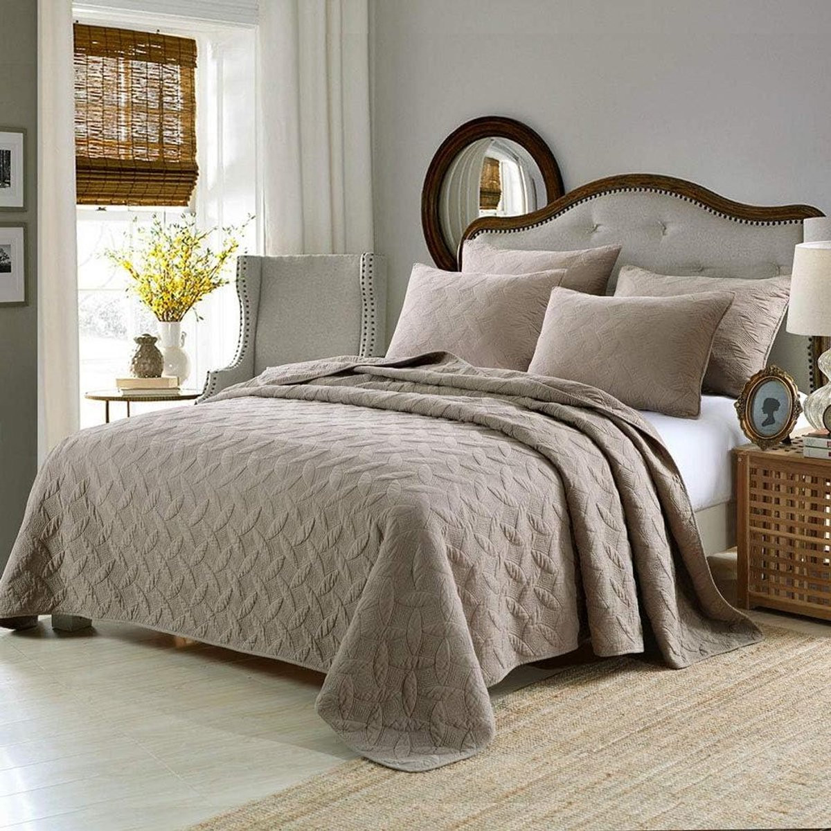 Gewatteerde Sprei Set Kingsize - Bruin