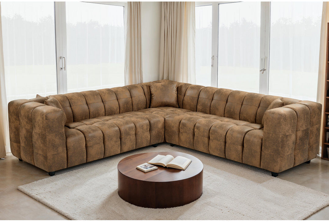 Brayden Studio 5 Seater Corner Sofa Brown 70cm H X 256cm W X 256cm D