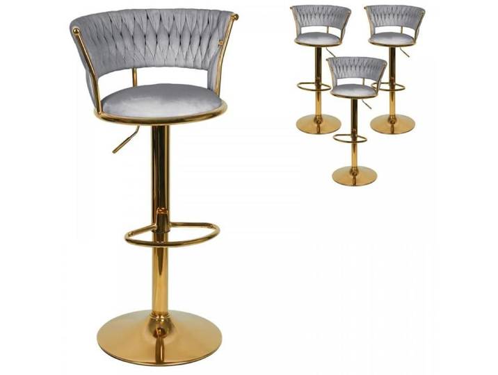 MIPAN-Lot de 4 Gris Tabourets de bar Chaises de bureau pivotantes à 360° Tissu velours Gris